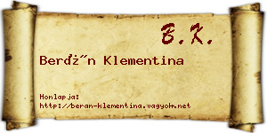 Berán Klementina névjegykártya